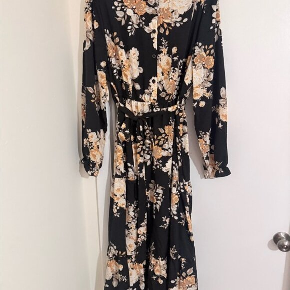 Floral Long Sleeve Maxi Dress - Picture 1 of 5